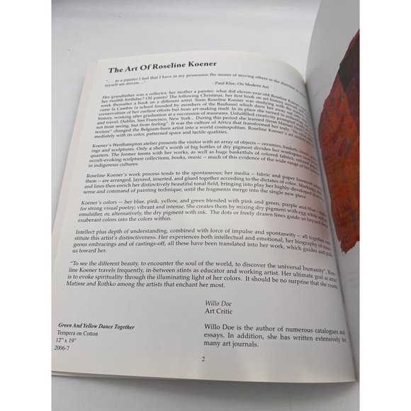 2008 Roseline Koener About Fire and Laughter Art Show Guidebook / Booklet - Picture 4 of 7